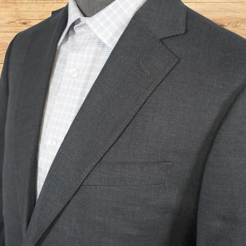 Charles Tyrwhitt Mens 42R Slim Fit Suit Jacket Charcoal Gray Super 100s Wool